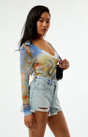 By PacSun Snake Mesh Long Sleeve Bodysuit image number 2