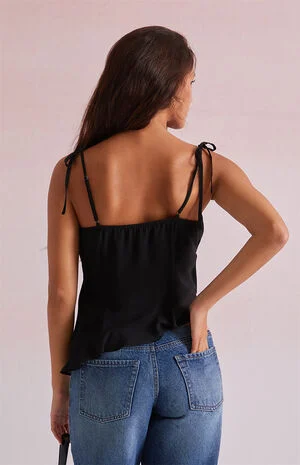 Jessie Asymmetrical Lace Trim Tank Top image number 3