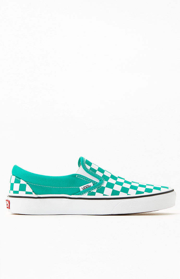 Vans checkerboard sale slip on turquoise