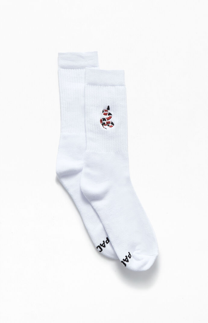 Embroidered Snake Crew Socks