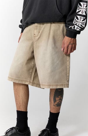 Parker Baggy Jean Shorts Tan Washed image number 4