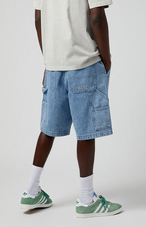 Medium Indigo Baggy Carpenter Denim Shorts image number 5