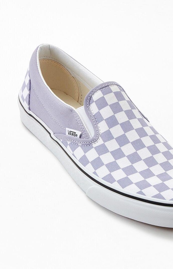 Vans Checkerboard White Lavender Slip On Shoes PacSun
