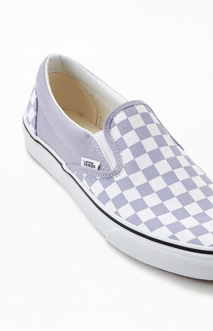 Checkerboard White & Lavender Slip-On Shoes image number 6