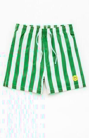 Kids Green Stripe Traveler 3.5" Swim Trunks