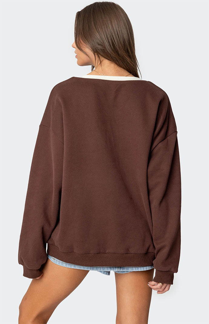 Edikted 76 Oversized V Neck Sweater | PacSun