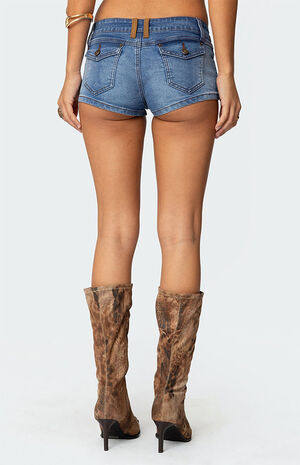 Max Suede Detail Denim Micro Shorts image number 4