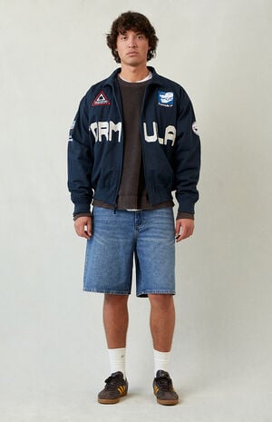 Medium Blue Baggy Denim Shorts image number 5