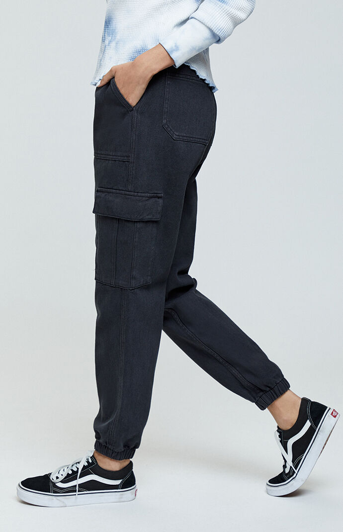 black cargo jogger pants womens