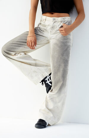 Casey Beige Mud Wash Low Rise Baggy Jeans image number 1