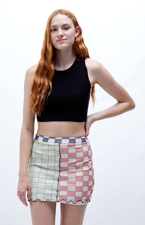 Mesh Checkered Mini Skirt image number 1