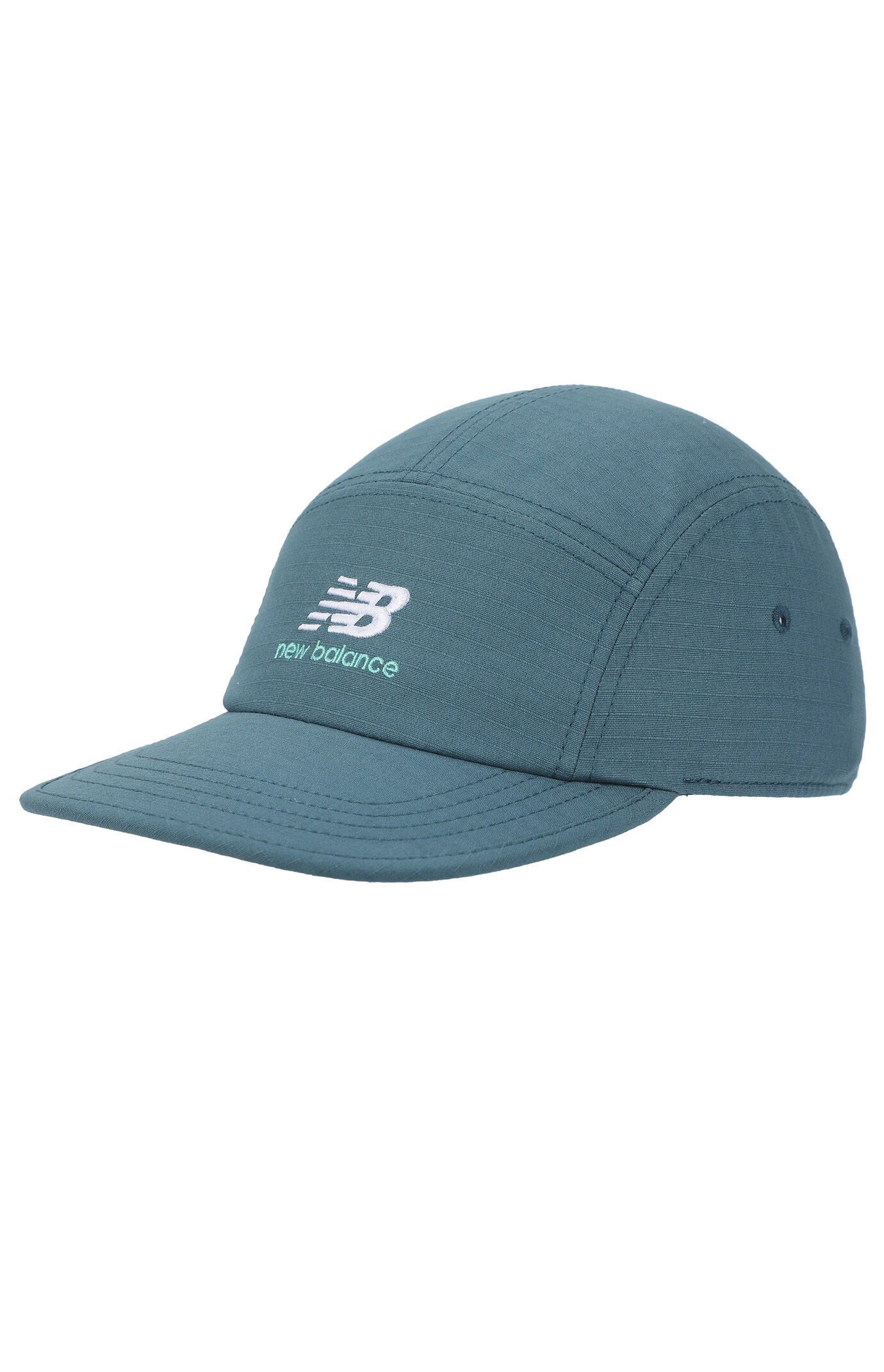 New Balance 5-Panel Stacked NB Logo Big Teal Blue Camper Hat