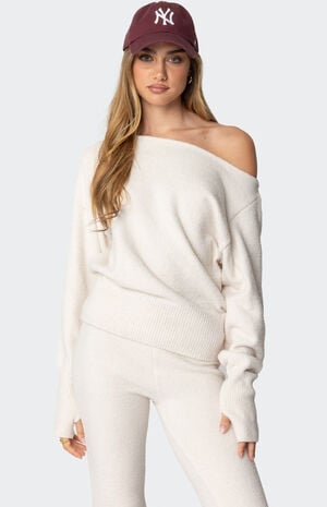 Plush Oversized Asymmetric Sweater image number 1