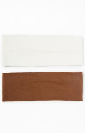 2 Pack Brown & White Soft Headbands image number 1