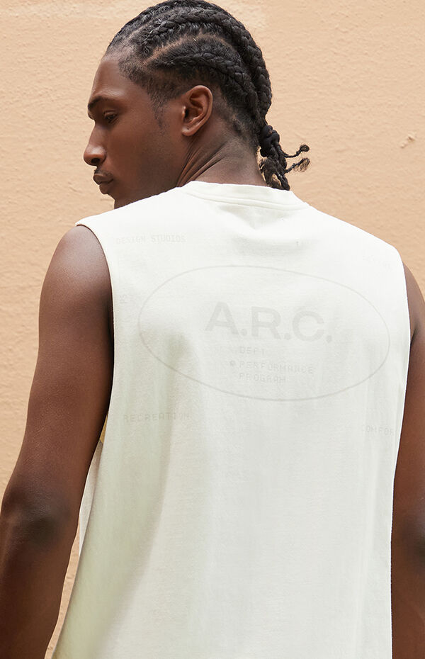 A.R.C. Off White Vintage Wash Cut Muscle T-Shirt