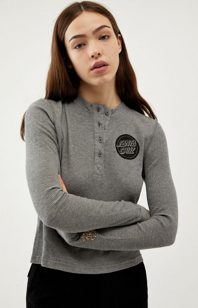 Reverse Dot Long Sleeve Henley T-Shirt