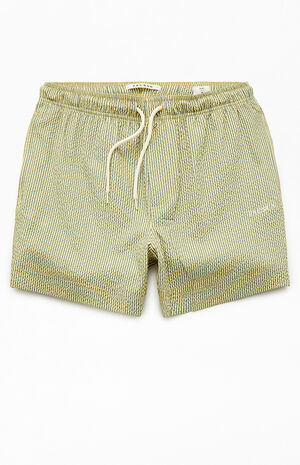 Green Striped Seersucker 4.5" Swim Trunks image number 1