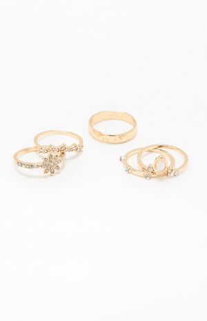 5 Pack Rhinestone Rings image number 1