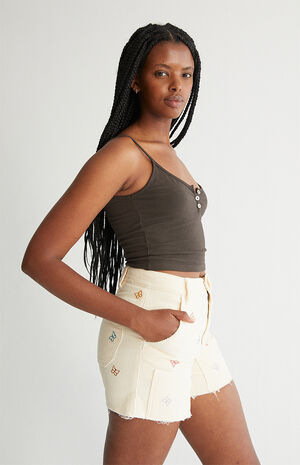 Butterfly&nbsp;Corduroy Cutoff Workwear Shorts image number 3