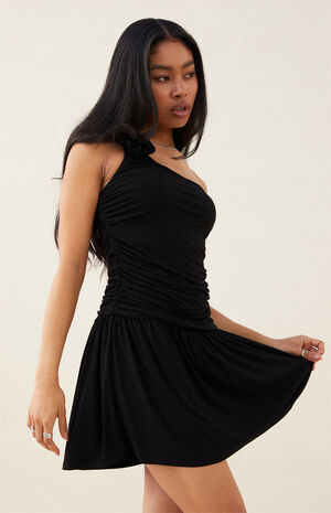 Charisa One Shoulder Rosette Mini Dress image number 1