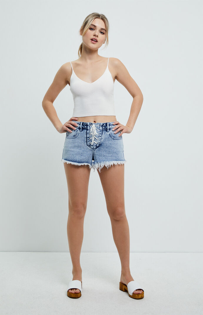 Lacey Blue High Waisted Denim Festival Shorts