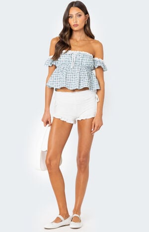Lacey Ruffle Trim Fold Over Shorts image number 1