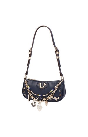 Navy Chain & Studs Shoulder Bag image number 3