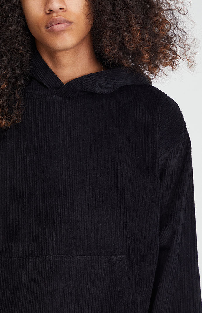 Black hot sale corduroy hoodie