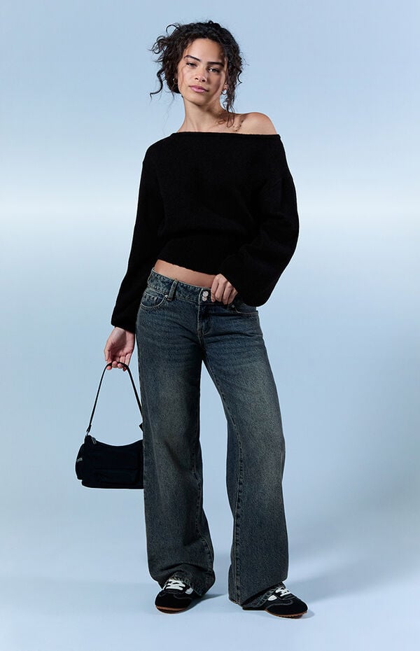 Zoe Low Rise Girlfriend Jeans Dark Blue
