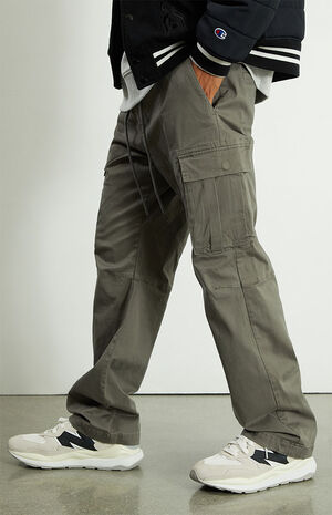Gray Cotton Baggy Cargo Pants image number 3
