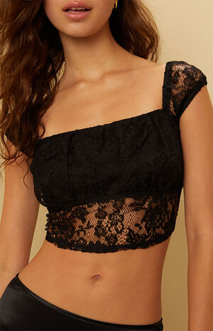Babie Lace Short Sleeve Fitted Crop Top - Fabulous Icon