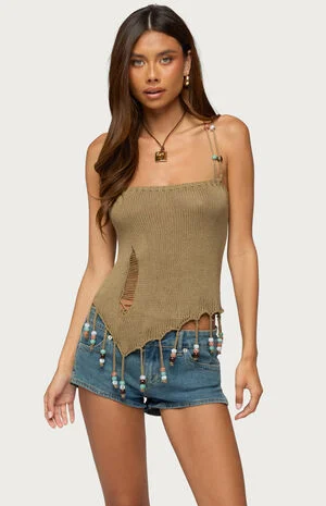 Fernie Bead Fringe Knit Top image number 1