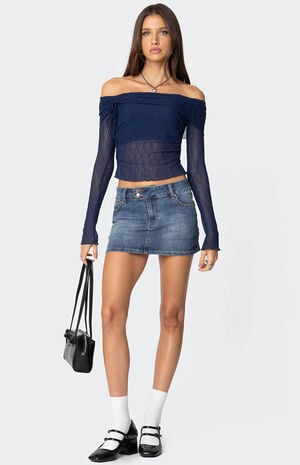 Drawstring Fold Over Sheer Top image number 2