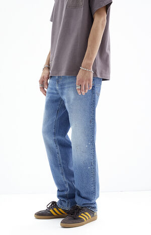 Medium Indigo Paint Splatter Straight Jeans image number 3