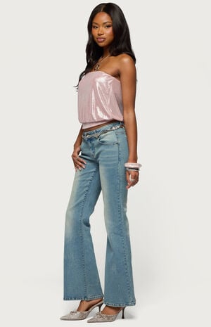 Leira Silky Sparkly Strapless Top image number 4