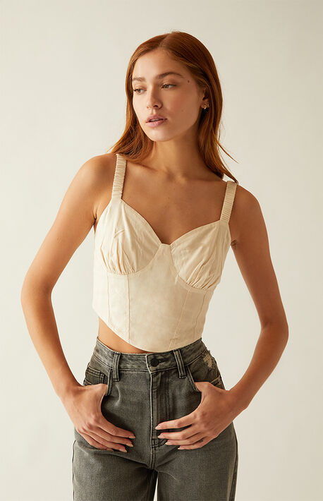 Notched Corset Tank Top