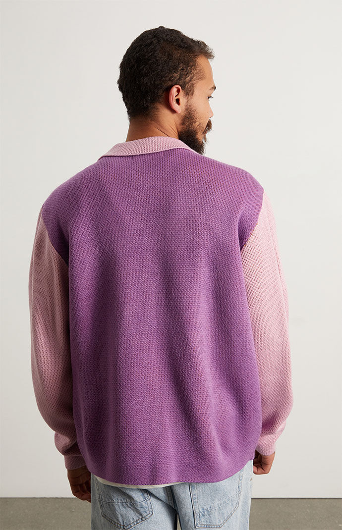 Purple button down sweater outlet