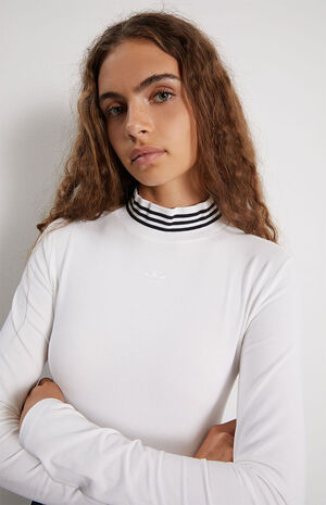 White Mock Neck Long Sleeve Top image number 2