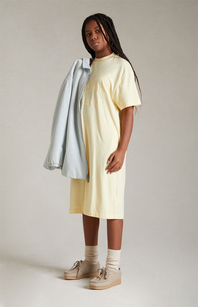 Kids Fear of God Essentials Garden Yellow 3 4 Sleeve T Shirt Dress PacSun