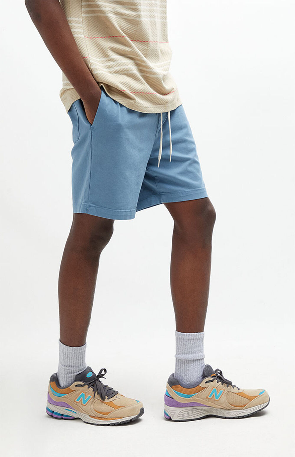 PacSun Blue Twill Volley Shorts PacSun