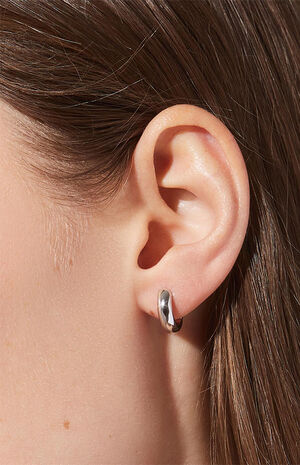 Giulia Silver Bold Huggie Hoop Earrings image number 2