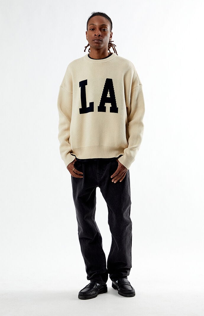 PacSun Cream Los Angeles Crew Neck Sweater PacSun