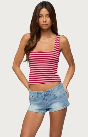 Striped Built In Bra Tank Top image number 1