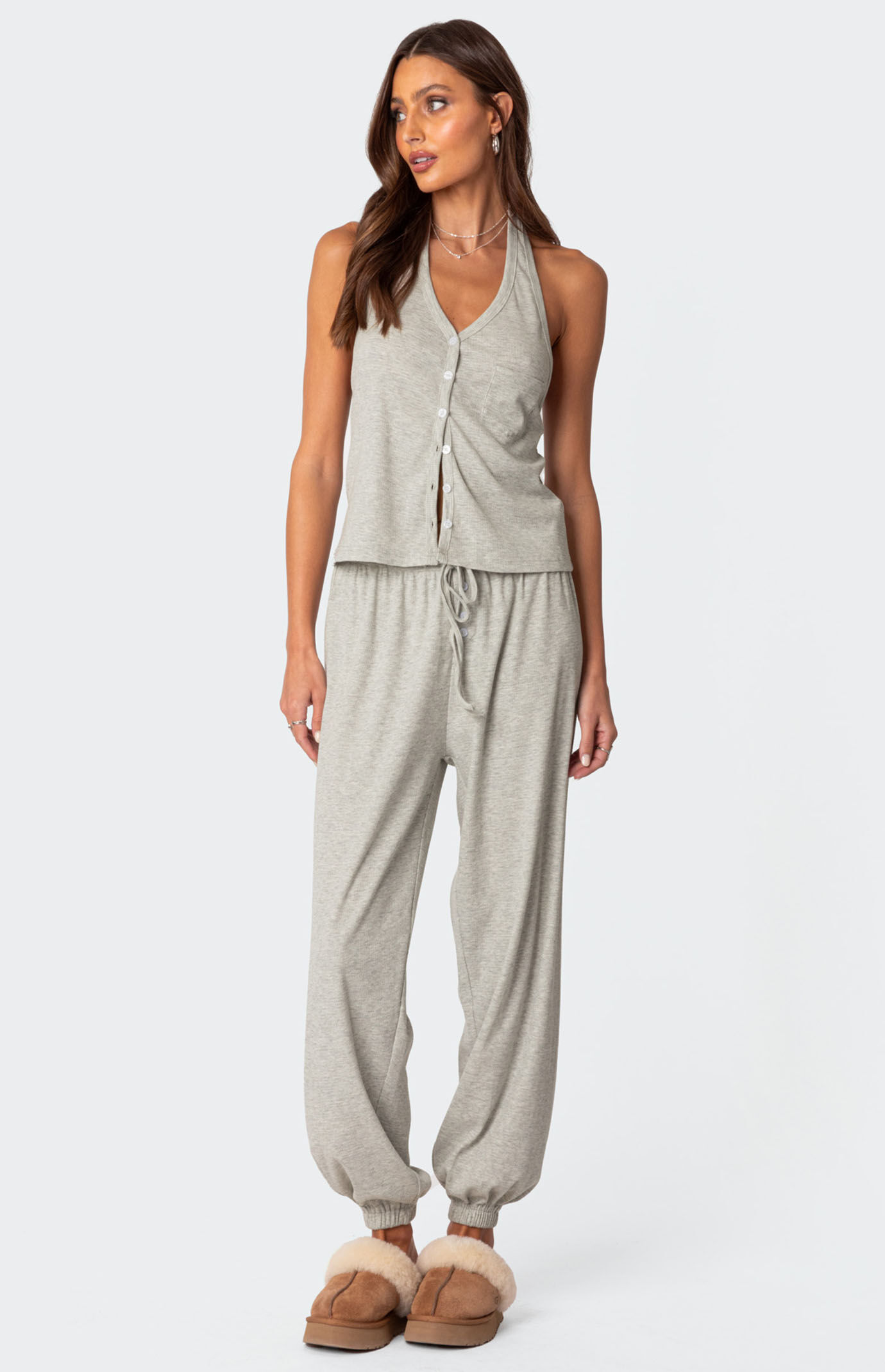 Edikted Rosanna Waffle Pajama Top
