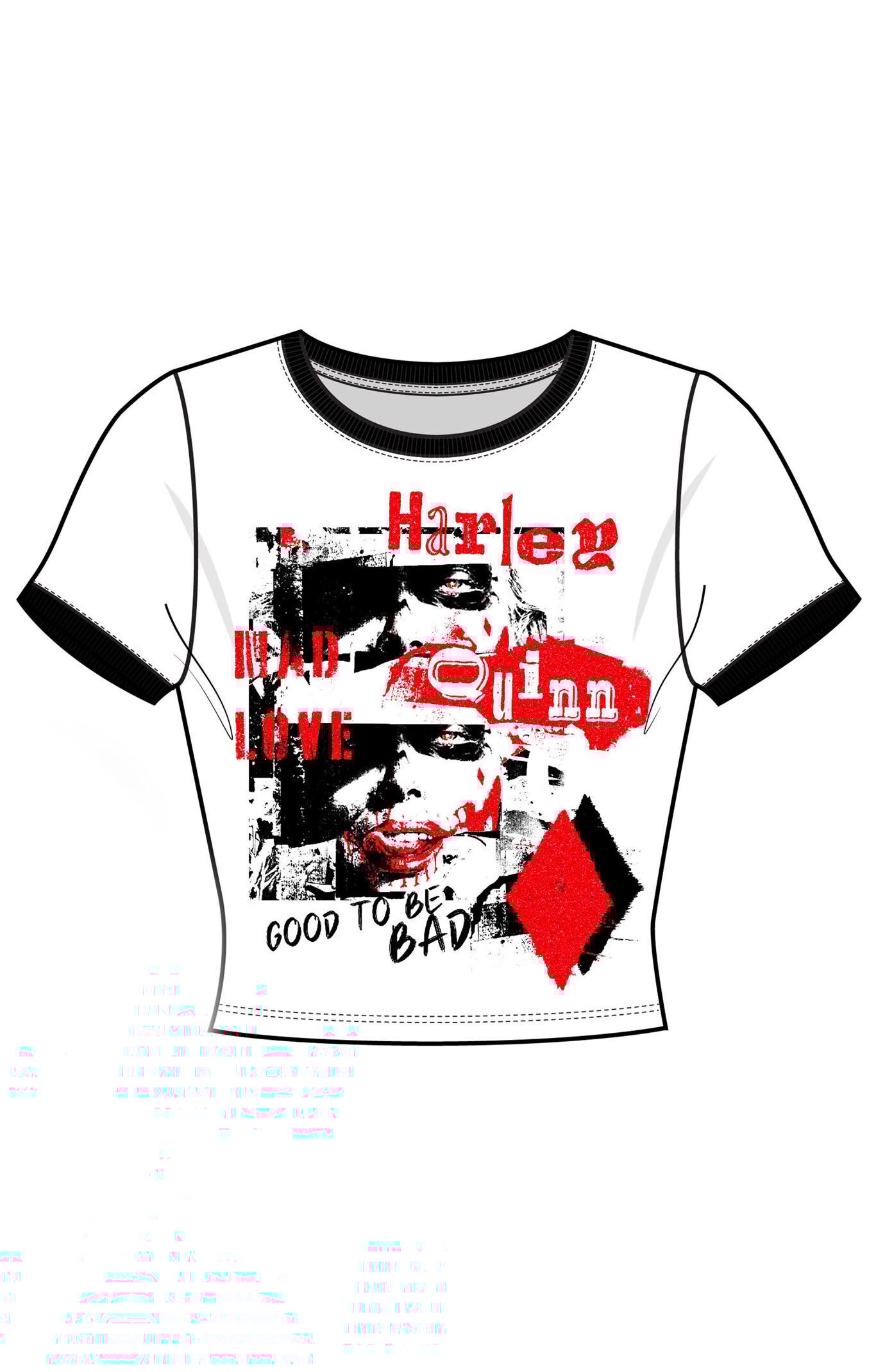 Harley Quinn Junior s Contrast Ringer T Shirt Large