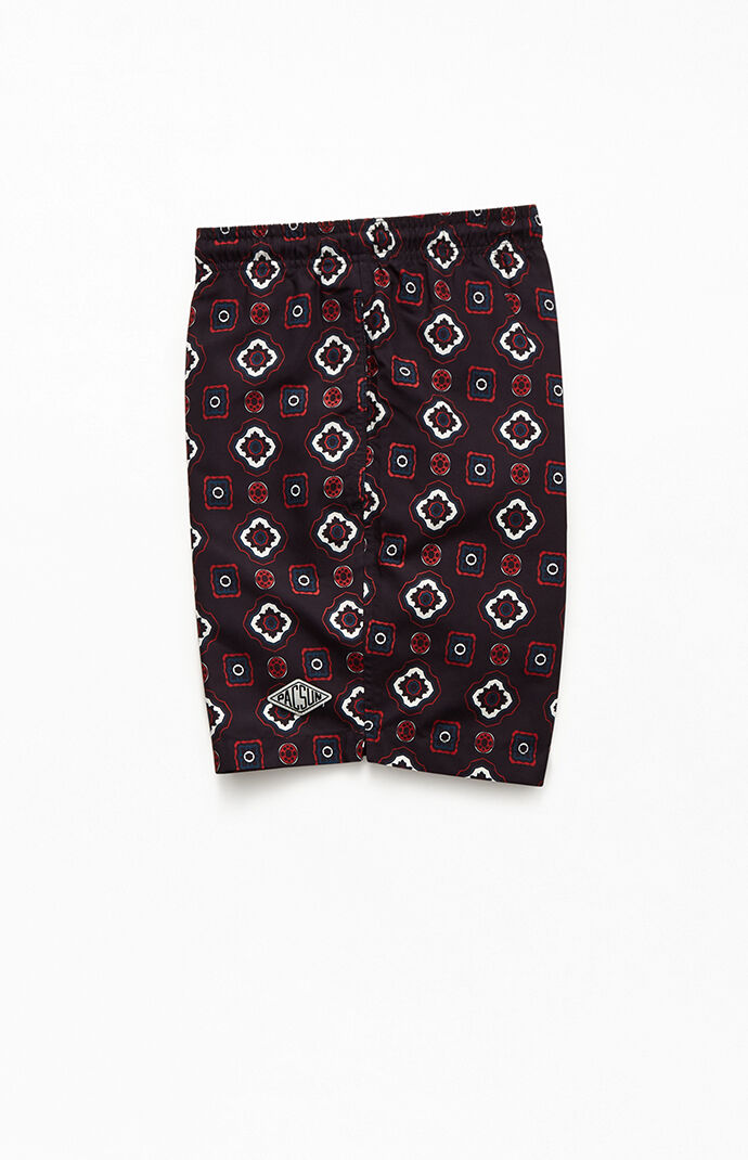 Black Ditsy Shapes 17" Swim Trunks