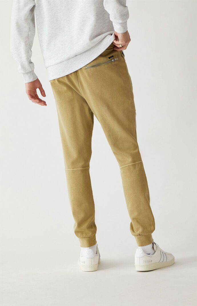 Khaki Paneled Fleece Jogger Pants