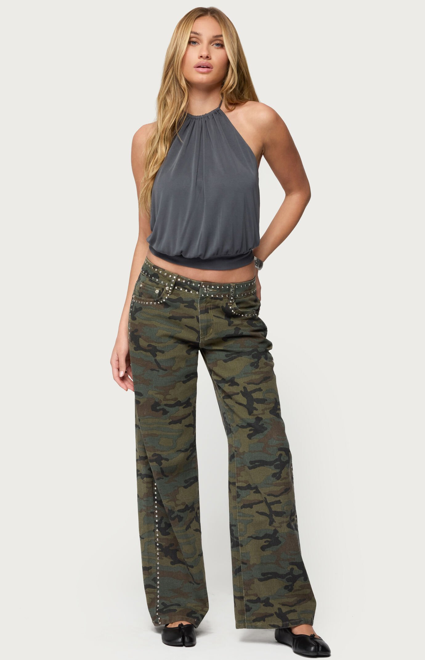 Edikted Kammy Draped Backless Halter Top