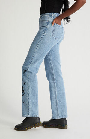 Eco Flower Light Blue Boyfriend Jeans image number 5