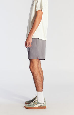 Gray Striped Volley Shorts image number 3